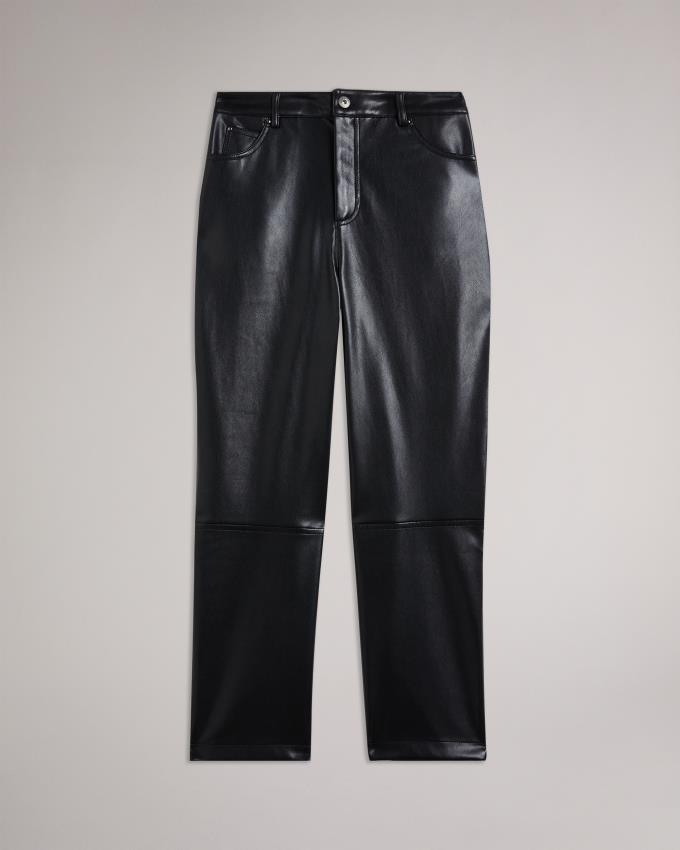 Pantalon Ted Baker Straight Leg Faux Leather Noir Femme | IWK-52929782